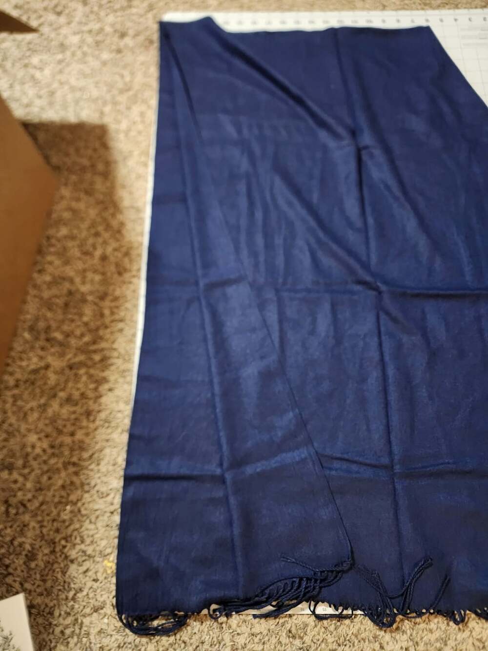 Generic Blue Pashmina Scarf Fringe Navy